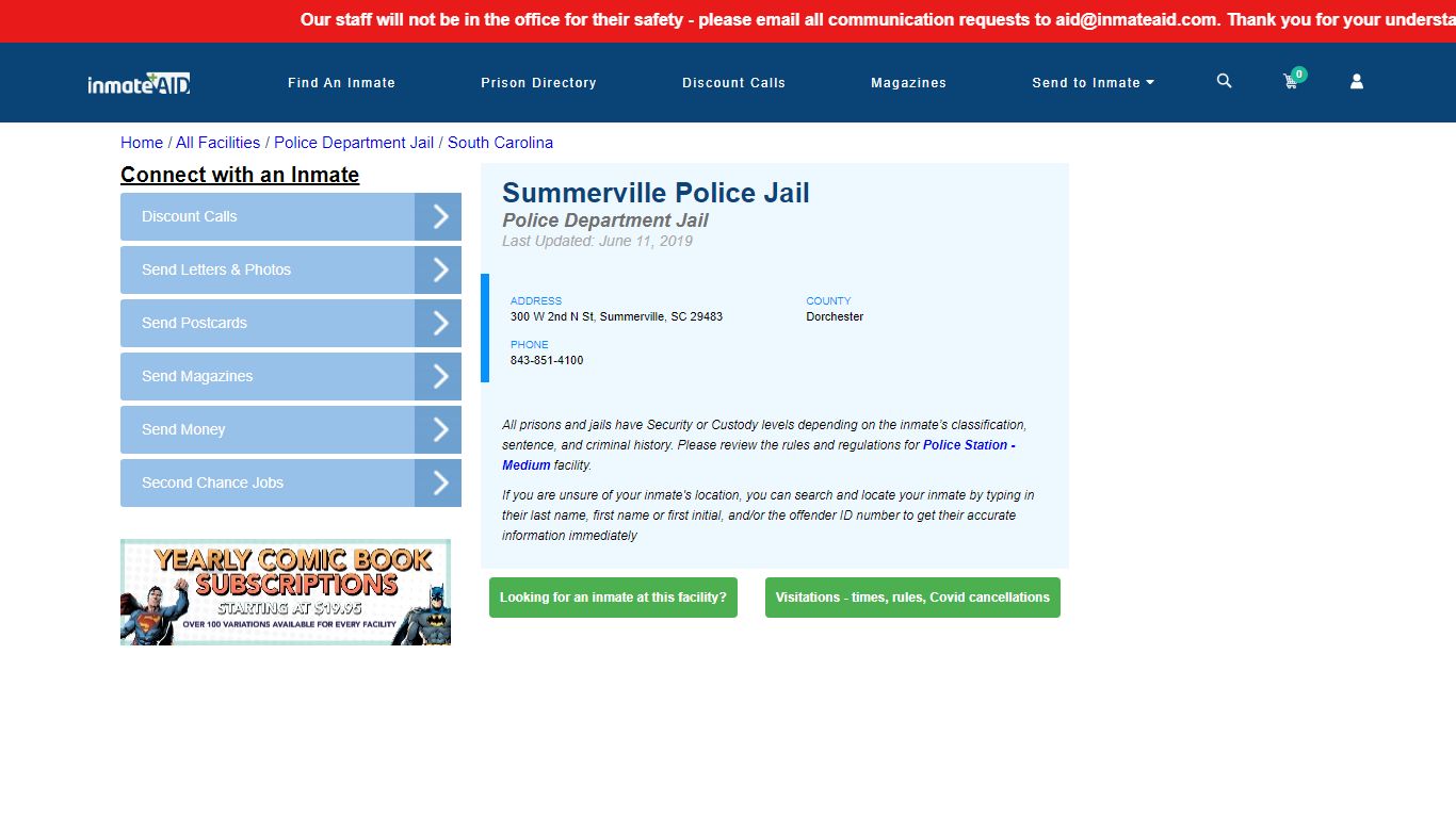 Summerville Police Jail & Inmate Search - Summerville, SC