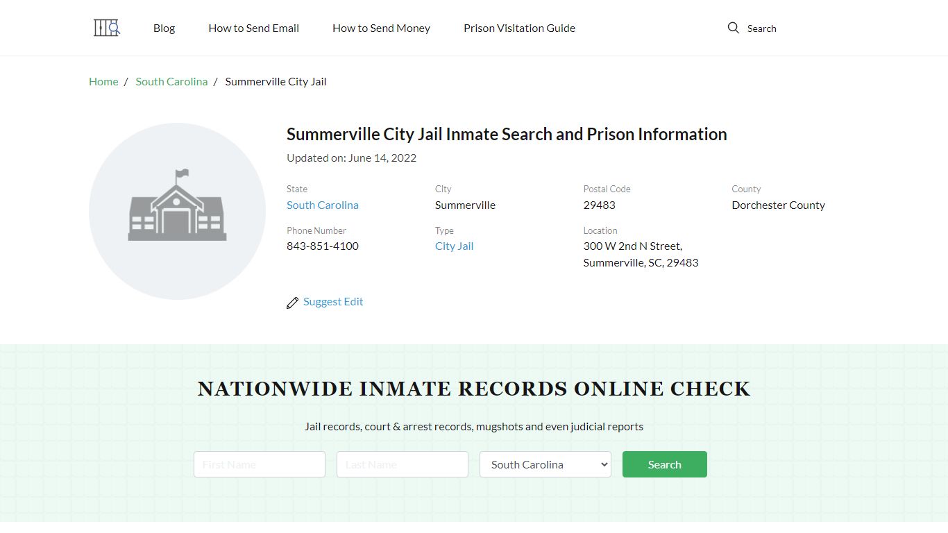 Summerville City Jail Inmate Search, Visitation, Phone no ...