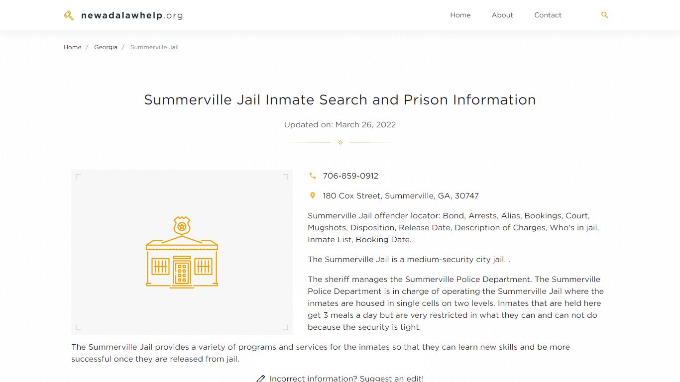 Summerville Jail Inmate Search, Visitation, Phone no ...